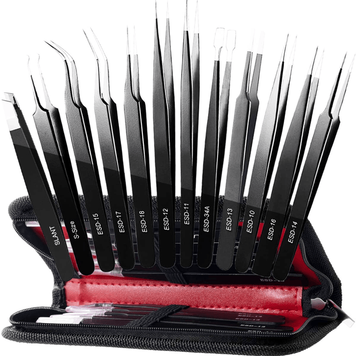 12-Pk Tweezers Set: Precision+