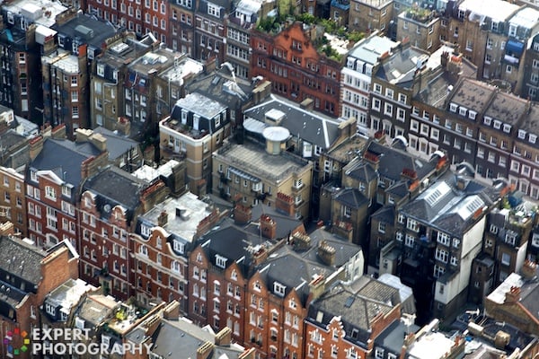 BT Tower London 8568 An image looking down on terraced houses. High Angle – 30 Day Photography Challenge Tips
