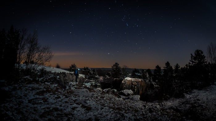 Photo of a natural landscape at night