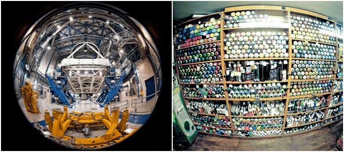 Comparison between photos made with circular and full frame fisheye lenses