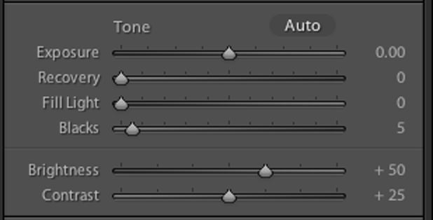 The older tone control sliders in the Adobe Lightroom CC Develop Module