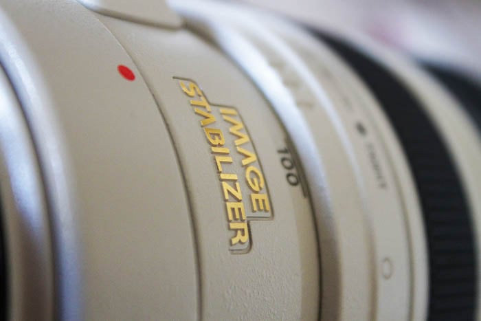 close up of the image stabiliser text on a lens