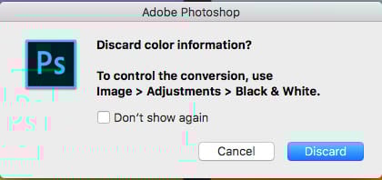 photoshop discard color information