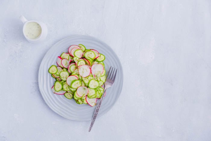 radish and cucumber salad with sauce