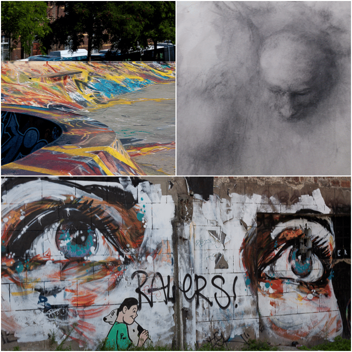 three photographs of urban graffiti 