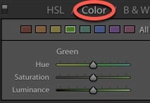 Lightroom HSL sliders