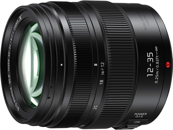 Image of a Panasonic Lumix G X Vario 12-35mm f/2.8 lens for Panasonic gh5 camera