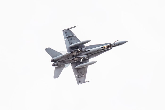  An airshow photography shot of a jet doing a 'dirty pass'