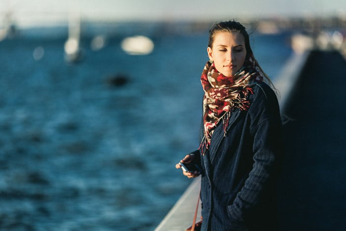 A natural light photography portrait of a girl by the Hudson river in Irvington, NY 