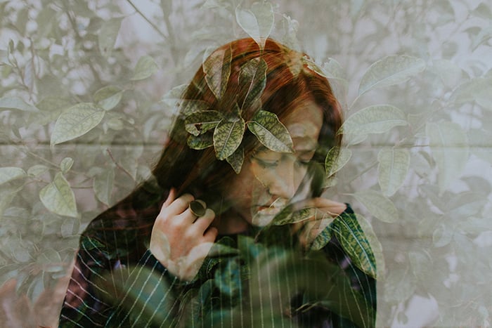 A cool portrait double exposure featuring alot of texture photography