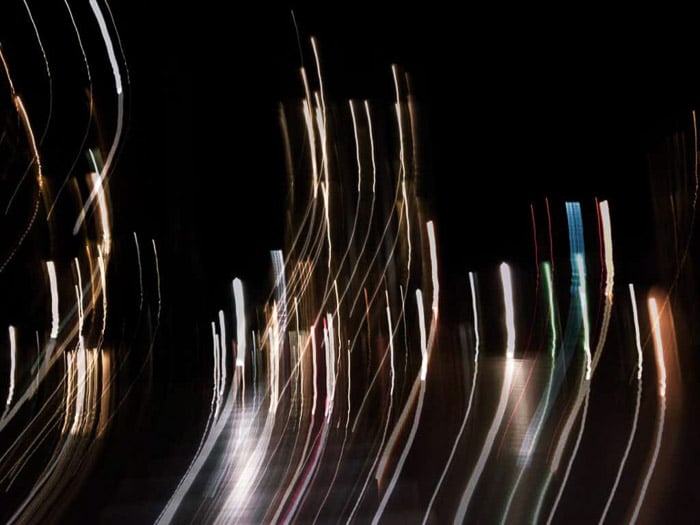 An iphone night photography shot featuring creative light trails
