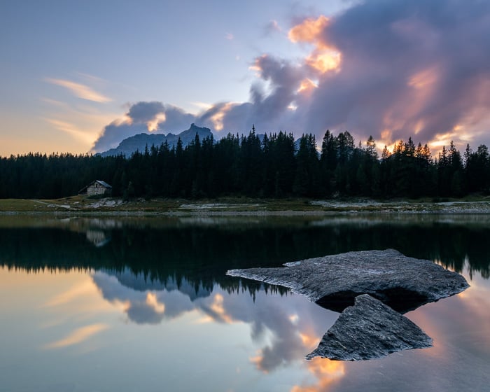 A poorly planned summer landscape photography shot of a lake