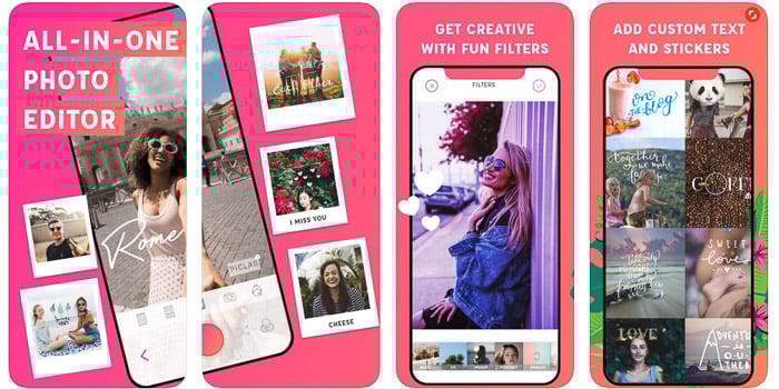 The PicLab app homepage - apps to add text to photos