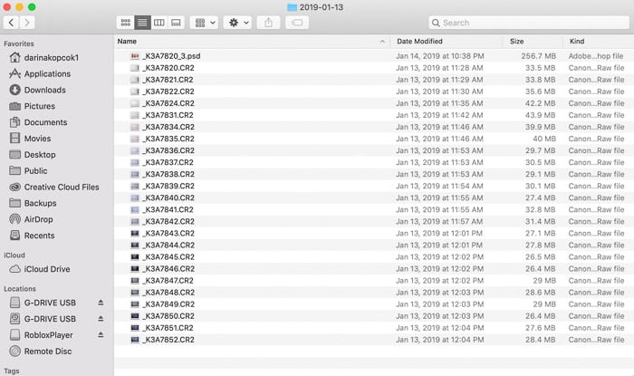A screenshot showing how to organize photos in lightroom