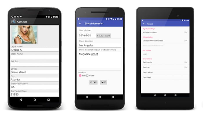 A screenshot of Model Release X interface - best model release apps