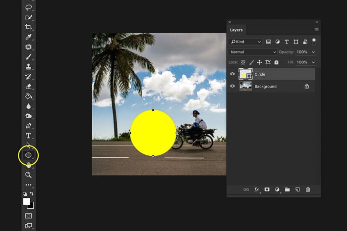 A screenshot showing how to add a layer in Photoshop - add an layer