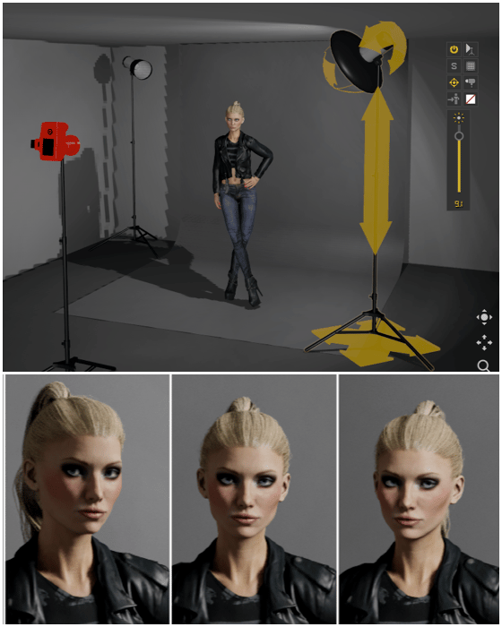 Rembrandt lighting studio setup