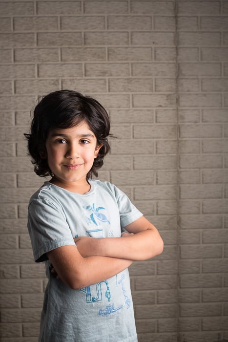 A studio portrait of a young boy - studio photography equipment