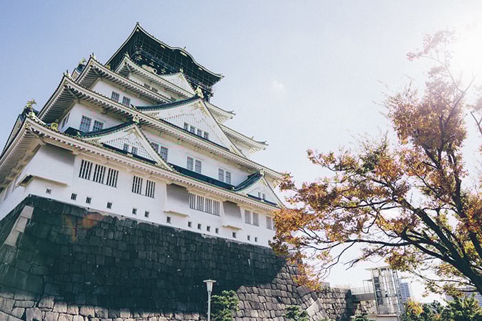 A stunning view of Osaka Castle in japan