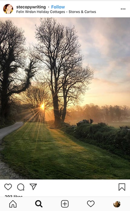 A smartphone screenshot of a landscape photo on Instagram - how to take good instagram pictures