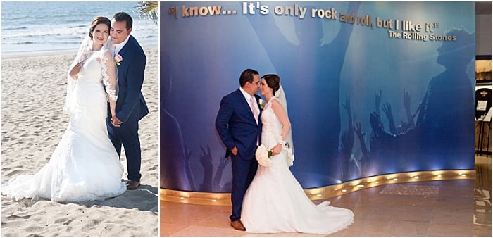 A wedding portrait diptych of the newlywed couple - wedding flash photography