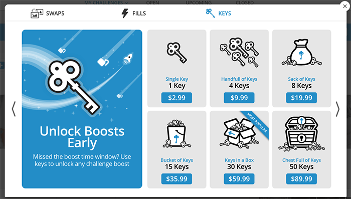 Screenshot from Gurushots photography website 'prices'