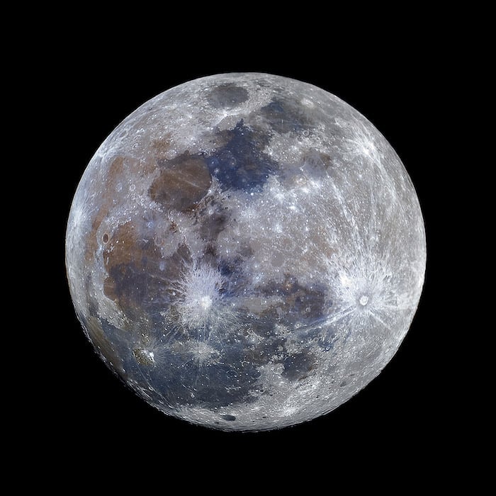 A close up of the supermoon moon at night - photographed at EFL 2500