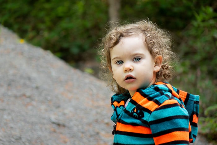 Sweet portrait of a young child outdoors