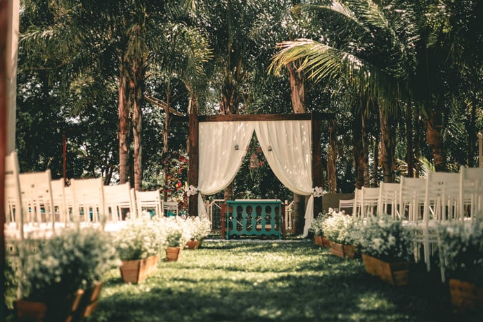 Setup for an outdoor wedding ceremony - fine art wedding photography