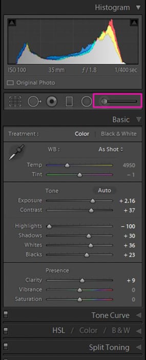 A screenshot showing how to modify the clarity of a selection of your image using the Brush Tool - clarity tool lightroom