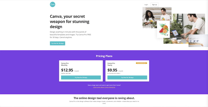 a screenshot of Canva website - photography business tools