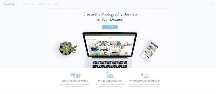 a screenshot of Shootproof website - photography business tools