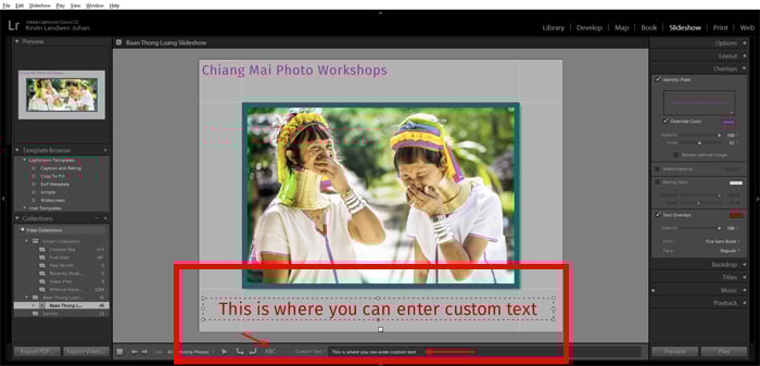 a screenshot showing how to create a Lightroom slideshow