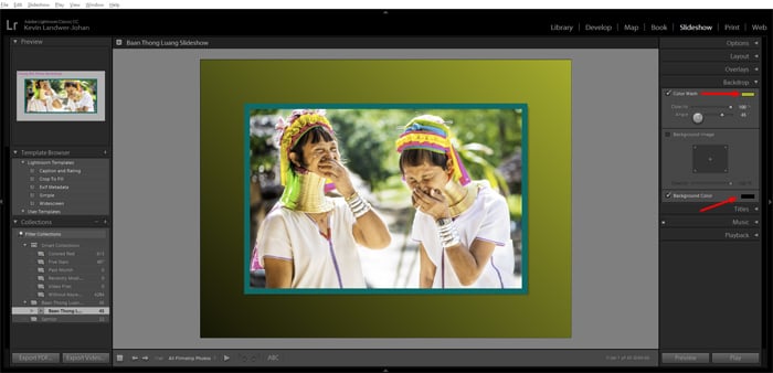 a screenshot showing how to create a Lightroom slideshow