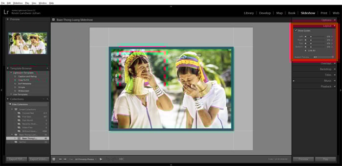 a screenshot showing how to create a Lightroom slideshow