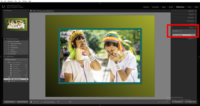 a screenshot showing how to create a Lightroom slideshow