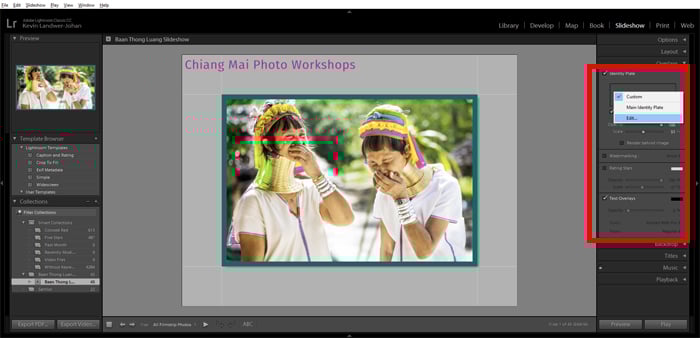 a screenshot showing how to create a Lightroom slideshow