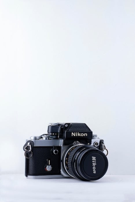 A Nikon camera with a prime lens