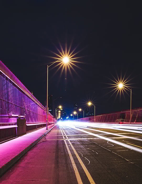 Motion blur photo of a street during nighttime
