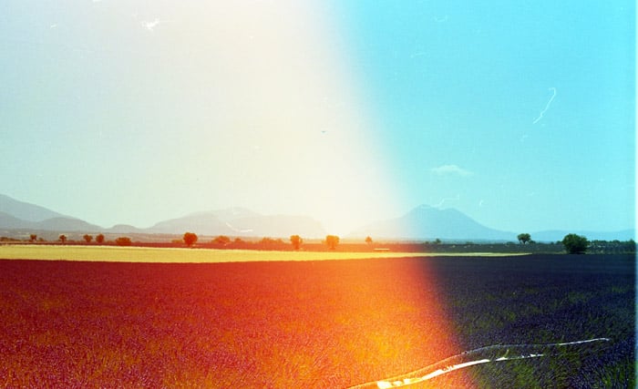Photo of a landscape with the left side of the photo in red hue