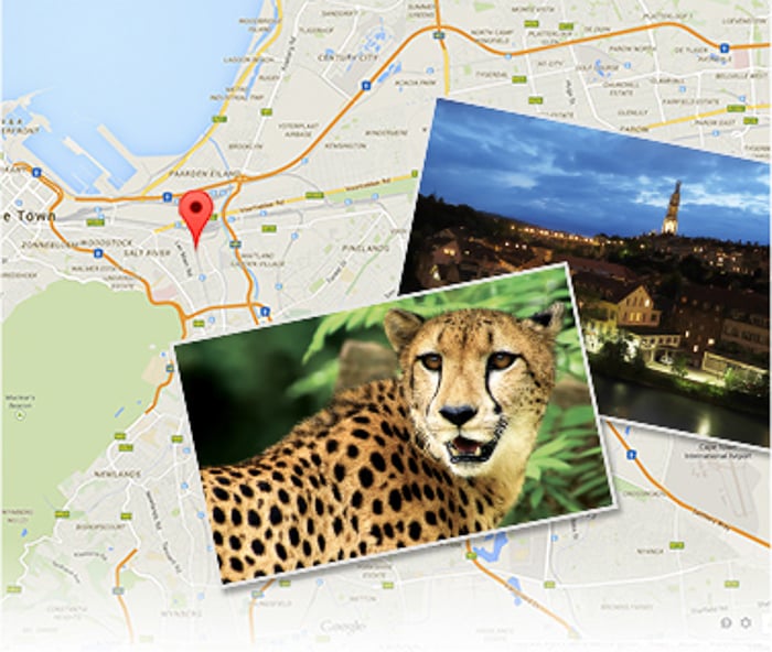 A map showing the location where the images were taken