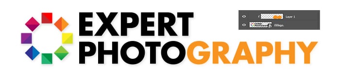 The orange patch over the logo has been clipped and the text underneath is now orange.