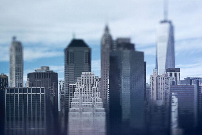 Photo of a cityscape with tilt shift lens