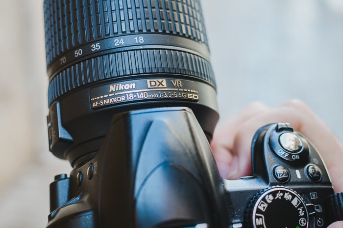 Lens details on a Nikon camera