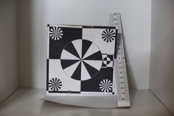 A photography test card for fine tuning auto focus.