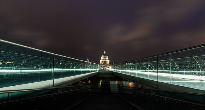 The Millennium Bridge over the Thames frames St. Paul's Cathedral