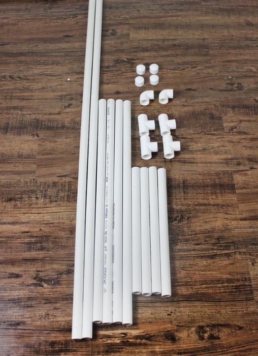 Materials needed for a backdrop stand