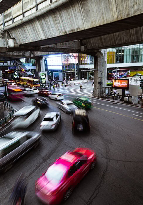 Long exposure time-lapse of moving traffic