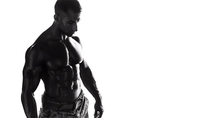 Monotone portrait of a muscled man