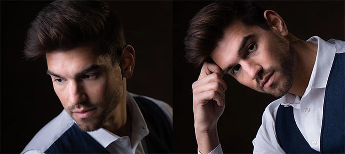 Diptych portrait of a male model